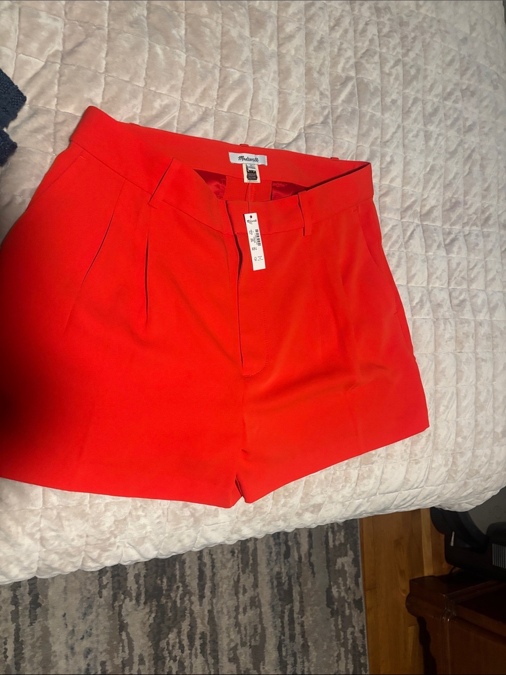Madewell Bright Red High-Rise Tailored Shorts